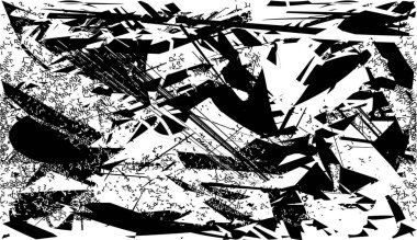 Siyah beyaz desenli, noktalı, lekeli, çizik ve çizikli sıkıntılı bir arkaplan. Soyut vektör illüstrasyonu.