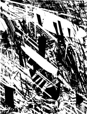 Çizik ve çiziklerle dolu siyah beyaz bir arka plan. Soyut vektör illüstrasyonu.