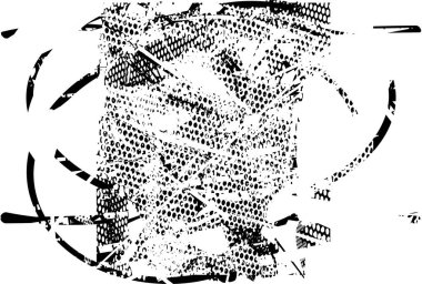 Siyah beyaz desenli, noktalı, lekeli, çizik ve çizikli sıkıntılı bir arkaplan. Soyut vektör illüstrasyonu.