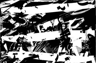 Çizik ve çiziklerle dolu siyah beyaz bir arka plan. Soyut vektör illüstrasyonu.