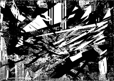 Siyah beyaz desenli, noktalı, lekeli, çizik ve çizikli sıkıntılı bir arkaplan. Soyut vektör illüstrasyonu.