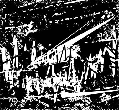 Siyah beyaz desenli, noktalı, lekeli, çizik ve çizikli sıkıntılı bir arkaplan. Soyut vektör illüstrasyonu.