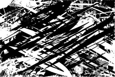 Çizik ve çiziklerle dolu siyah beyaz bir arka plan. Soyut vektör illüstrasyonu.