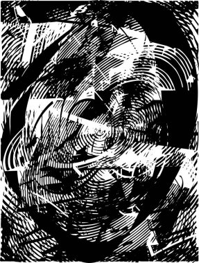 Çizik ve çiziklerle dolu siyah beyaz bir arka plan. Soyut vektör illüstrasyonu.