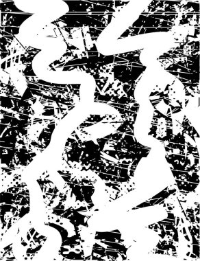 Çizik ve çiziklerle dolu siyah beyaz bir arka plan. Soyut vektör illüstrasyonu.