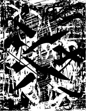 Çizik ve çiziklerle dolu siyah beyaz bir arka plan. Soyut vektör illüstrasyonu.