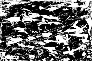 Çizik ve çiziklerle dolu siyah beyaz bir arka plan. Soyut vektör illüstrasyonu.