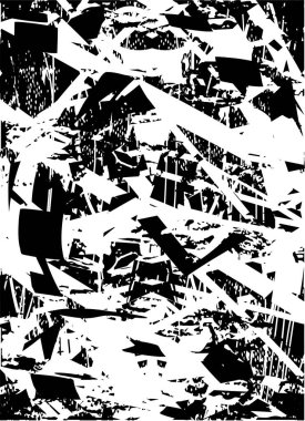 Siyah beyaz desenli, noktalı, lekeli, çizik ve çizikli sıkıntılı bir arkaplan. Soyut vektör illüstrasyonu.