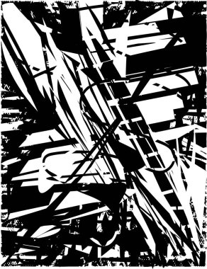 Çizik ve çiziklerle dolu siyah beyaz bir arka plan. Soyut vektör illüstrasyonu.