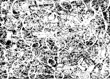 Siyah beyaz desenli, noktalı, lekeli, çizik ve çizikli sıkıntılı bir arkaplan. Soyut vektör illüstrasyonu.