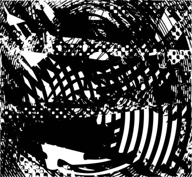 Çizik ve çiziklerle dolu siyah beyaz bir arka plan. Soyut vektör illüstrasyonu.