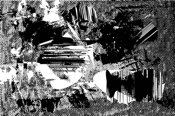 Siyah beyaz desenli, noktalı, lekeli, çizik ve çizikli sıkıntılı bir arkaplan. Soyut vektör illüstrasyonu.