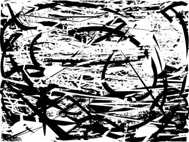 Çizik ve çiziklerle dolu siyah beyaz bir arka plan. Soyut vektör illüstrasyonu.