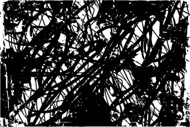 Çizik ve çiziklerle dolu siyah beyaz bir arka plan. Soyut vektör illüstrasyonu.