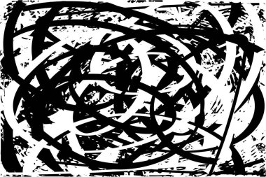 Çizik ve çiziklerle dolu siyah beyaz bir arka plan. Soyut vektör illüstrasyonu.