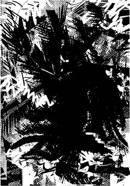 Çizik ve çiziklerle dolu siyah beyaz bir arka plan. Soyut vektör illüstrasyonu.