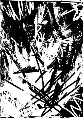 Çizik ve çiziklerle dolu siyah beyaz bir arka plan. Soyut vektör illüstrasyonu.