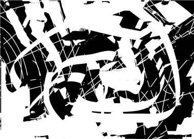 Çizik ve çiziklerle dolu siyah beyaz bir arka plan. Soyut vektör illüstrasyonu.