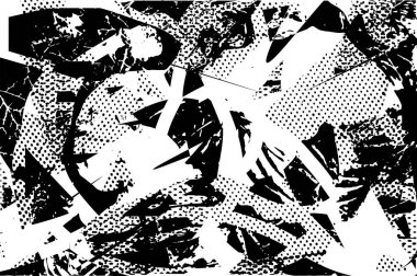 Çizik ve çiziklerle dolu siyah beyaz bir arka plan. Soyut vektör illüstrasyonu.