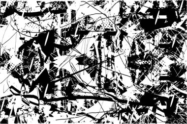 Çizik ve çiziklerle dolu siyah beyaz bir arka plan. Soyut vektör illüstrasyonu.