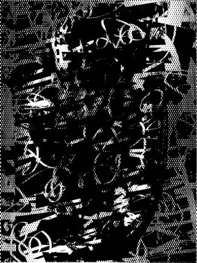 Çizik ve çiziklerle dolu siyah beyaz bir arka plan. Soyut vektör illüstrasyonu.