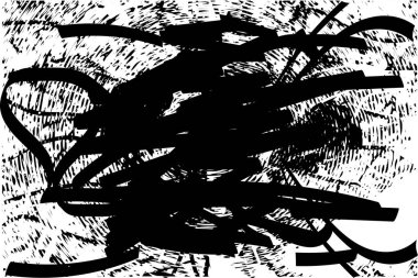 Çizik ve çiziklerle dolu siyah beyaz bir arka plan. Soyut vektör illüstrasyonu.