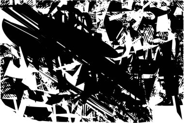 Çizik ve çiziklerle dolu siyah beyaz bir arka plan. Soyut vektör illüstrasyonu.