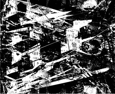 Çizik ve çiziklerle dolu siyah beyaz bir arka plan. Soyut vektör illüstrasyonu.