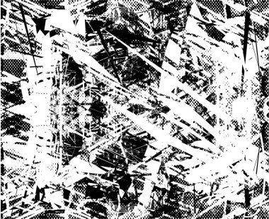 Çizik ve çiziklerle dolu siyah beyaz bir arka plan. Soyut vektör illüstrasyonu.