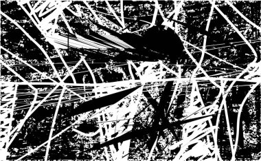 Çizik ve çiziklerle dolu siyah beyaz bir arka plan. Soyut vektör illüstrasyonu.