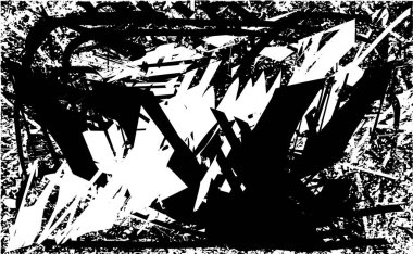 Çizik ve çiziklerle dolu siyah beyaz bir arka plan. Soyut vektör illüstrasyonu.