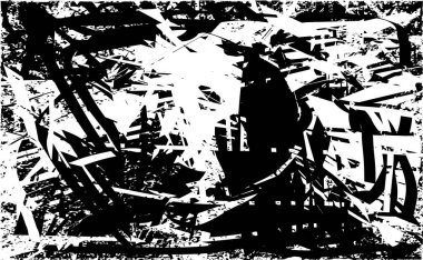 Çizik ve çiziklerle dolu siyah beyaz bir arka plan. Soyut vektör illüstrasyonu.