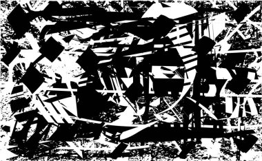 Çizik ve çiziklerle dolu siyah beyaz bir arka plan. Soyut vektör illüstrasyonu.