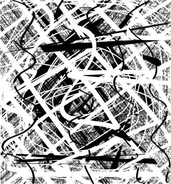 Çizik ve çiziklerle dolu siyah beyaz bir arka plan. Soyut vektör illüstrasyonu.