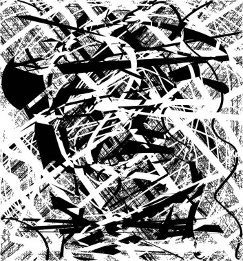 Çizik ve çiziklerle dolu siyah beyaz bir arka plan. Soyut vektör illüstrasyonu.