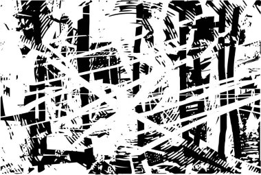 Çizik ve çiziklerle dolu siyah beyaz bir arka plan. Soyut vektör illüstrasyonu.