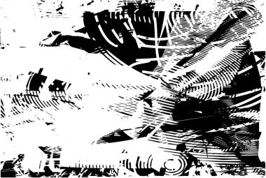 Çizik ve çiziklerle dolu siyah beyaz bir arka plan. Soyut vektör illüstrasyonu.