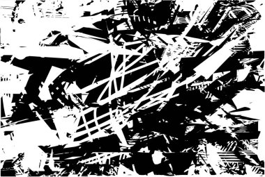 Çizik ve çiziklerle dolu siyah beyaz bir arka plan. Soyut vektör illüstrasyonu.