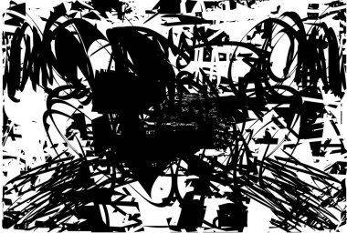 Çizik ve çiziklerle dolu siyah beyaz bir arka plan. Soyut vektör illüstrasyonu.