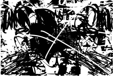 Çizik ve çiziklerle dolu siyah beyaz bir arka plan. Soyut vektör illüstrasyonu.