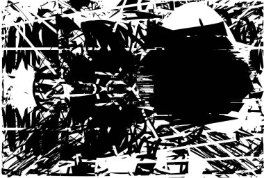 Çizik ve çiziklerle dolu siyah beyaz bir arka plan. Soyut vektör illüstrasyonu.