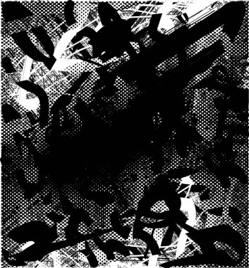 Çizik ve çiziklerle dolu siyah beyaz bir arka plan. Soyut vektör illüstrasyonu.