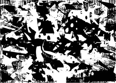 Çizik ve çiziklerle dolu siyah beyaz bir arka plan. Soyut vektör illüstrasyonu.