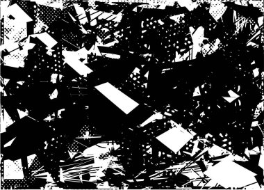 Çizik ve çiziklerle dolu siyah beyaz bir arka plan. Soyut vektör illüstrasyonu.