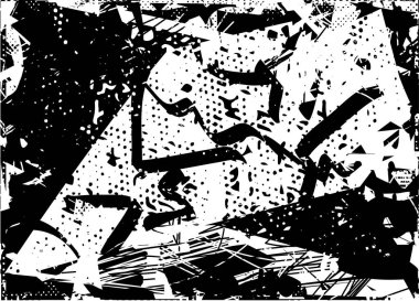 Çizik ve çiziklerle dolu siyah beyaz bir arka plan. Soyut vektör illüstrasyonu.