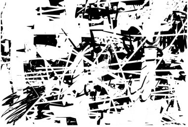 Çizik ve çiziklerle dolu siyah beyaz bir arka plan. Soyut vektör illüstrasyonu.