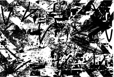 Çizik ve çiziklerle dolu siyah beyaz bir arka plan. Soyut vektör illüstrasyonu.