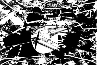 Çizik ve çiziklerle dolu siyah beyaz bir arka plan. Soyut vektör illüstrasyonu.