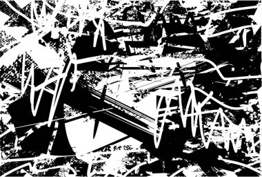 Çizik ve çiziklerle dolu siyah beyaz bir arka plan. Soyut vektör illüstrasyonu.