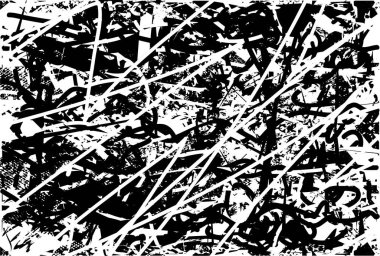 Çizik ve çiziklerle dolu siyah beyaz bir arka plan. Soyut vektör illüstrasyonu.